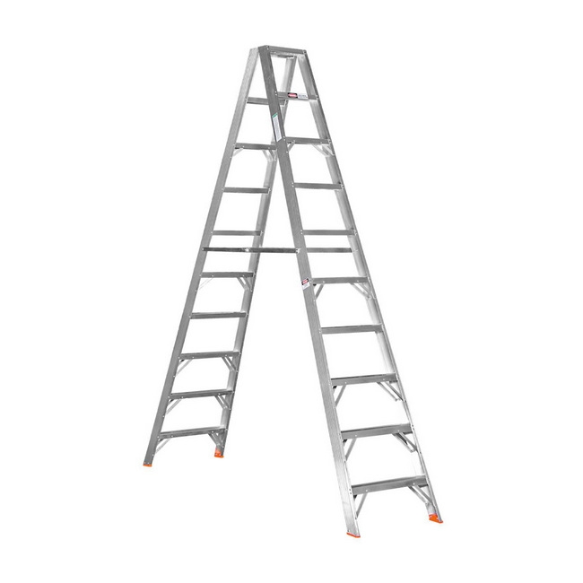 Supplywise step ladder similar to the Leroy Merlin heavy duty 10-step double sided aluminium step ladder, 3.0m high.