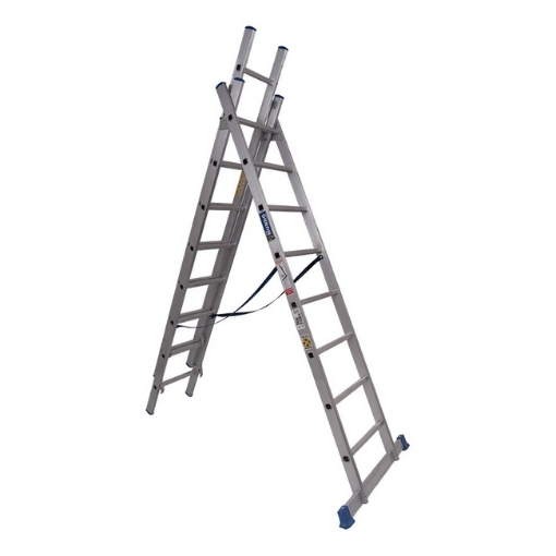 Supplywise 5 way combination ladder similar to the Chamberlains aluminium 5-in-1 combination ladder, 8 rungs, 5.2m height.