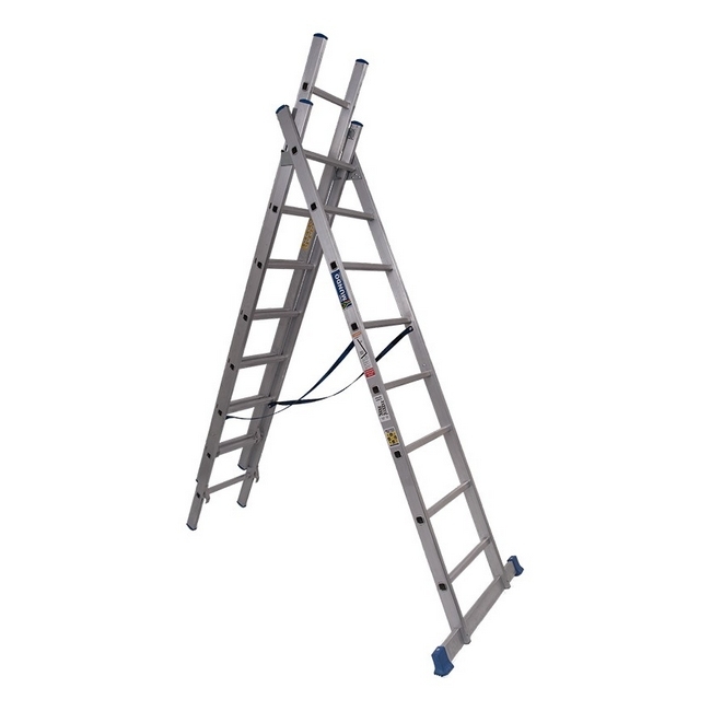 Supplywise 5 way combination ladder similar to the Chamberlains aluminium 5-in-1 combination ladder, 8 rungs, 5.2m height.
