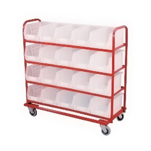 Supplywise steel trolley similar to the Buco steel frame trolley with 20 clear bins for easy storage and mobility.