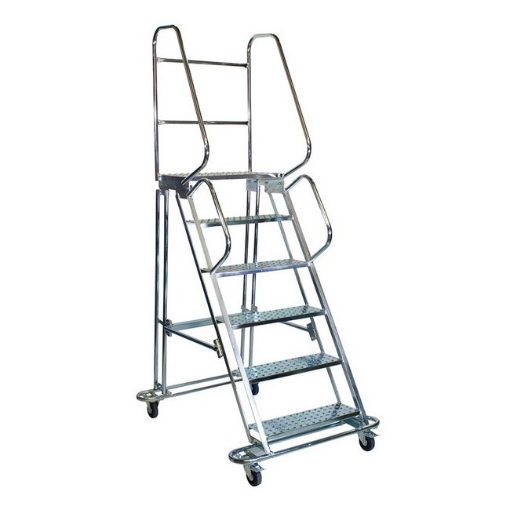 Supplywise mobile ladder similar to the Makro mobile safety step ladder with 6 steps and safety handrails.