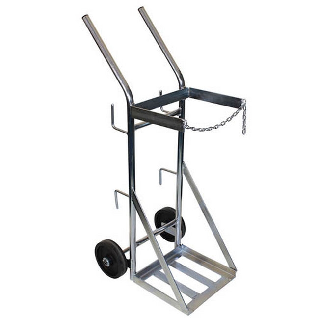 Supplywise steel trolley similar to the Mica industrial steel trolley for transporting single gas cylinders.