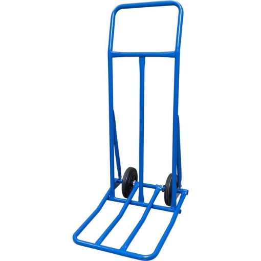 Supplywise folding nose trolley similar to the Linvar blue steel folding nose trolley with solid rubber wheels, 220kg capacity.