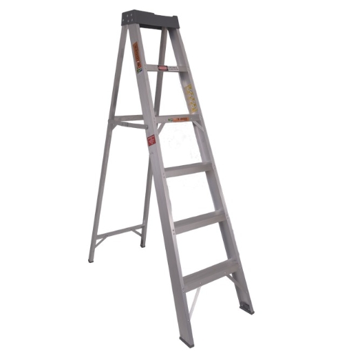 Supplywise step ladder similar to the Cashbuild heavy duty single sided aluminium step ladder, 16 steps, 4.8m.