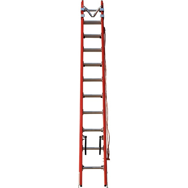 Supplywise extension ladder similar to the Linvar heavy duty fibreglass extension ladder, 5.4 to 9.6m, red.