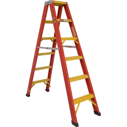 Supplywise step ladder similar to the Makro heavy duty double sided fibreglass step ladder, 4 steps, 1.2m.
