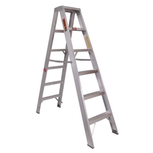 Supplywise step ladder similar to the Castor and Ladder heavy duty double sided aluminium step ladder, 16 steps, 4.8m.