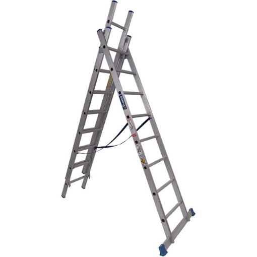Supplywise 5 way combination ladder similar to the Game 5-in-1 aluminium ladder, 10 rungs, double-sided, 5.2m height.