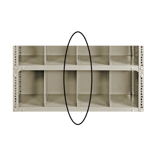 Supplywise bolted shelving shelf divider, similar to the Linvar beige steel shelf divider for bolted shelving, 15.2 x 38.1 cm.