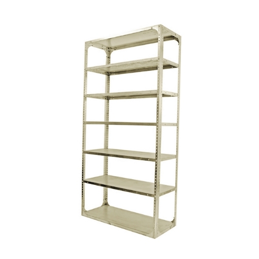 Supplywise bolt on shelving similar to the Krost beige bolted steel shelving unit with 7 adjustable shelves.
