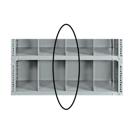 Supplywise bolted shelving shelf divider, similar to the Palian galvanised steel shelf divider for bolted shelving, 15.2 x 45.7 cm.