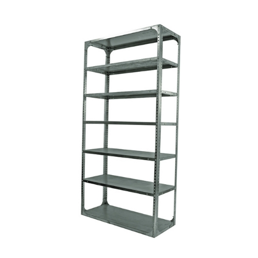 Supplywise bolt on shelving similar to the Kk Shelving galvanised steel bolted shelving unit with 7 adjustable shelves.