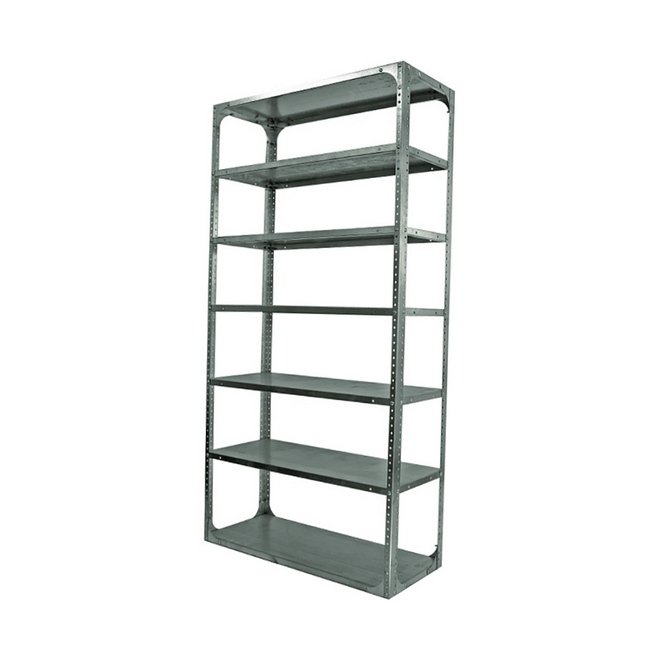 Supplywise bolt on shelving similar to the Mr Shelf galvanised steel bolted shelving unit with 7 adjustable shelves.