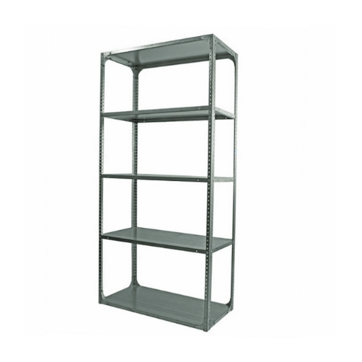 Supplywise bolt on shelving similar to the Dexion galvanised steel bolted shelving unit with 5 adjustable shelves.