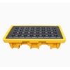 Supplywise plastic drum spill containment pallet similar to the Linvar black and yellow plastic drum spill pallet for 2 drums, 130x68x30cm.