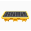 Supplywise plastic drum spill containment pallet similar to the Linvar black and yellow plastic drum spill pallet for 2 drums, 130x68x30cm.