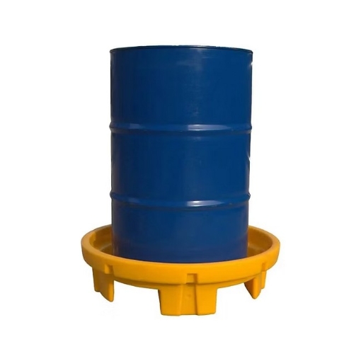 Supplywise UV resistant spill pallet similar to the Sa Ladder yellow uv-resistant plastic spill pallet for single drum, 826⌀ x 220mm.