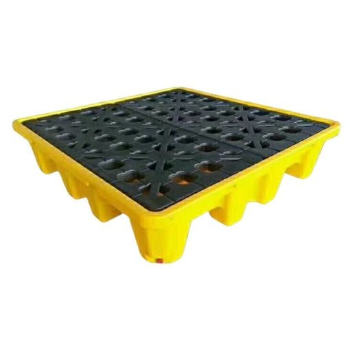 Supplywise Polyurethane drum spill deck similar to the Buco yellow polyurethane drum spill deck, 180l capacity, 4-way entry.