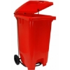 Supply Wise 120L foot pedal bin similar to the Linvar red 120l foot-operated plastic wheelie bin with lid and wheels.