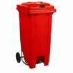 Supplywise 120L foot pedal bin similar to the Linvar red 120l foot-operated plastic wheelie bin with lid and wheels.