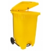 Supply Wise 120L foot pedal bin similar to the Chamberlains yellow 120l foot-operated pedal bin with wheels for indoor/outdoor use.