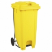 Supplywise 120L foot pedal bin similar to the Chamberlains yellow 120l foot-operated pedal bin with wheels for indoor/outdoor use.
