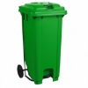 Supplywise 120L foot pedal bin similar to the Cashbuild green 120l foot-operated wheelie bin with lid and rubber wheels.
