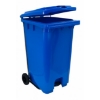 Supply Wise 240L foot pedal bin similar to the Makro blue 240l foot-operated plastic wheelie bin with rubber wheels.