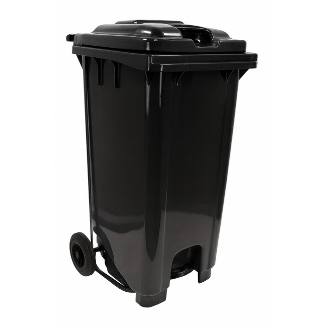 Supplywise 240L foot pedal bin similar to the Leroy Merlin black 240l foot-operated pedal bin with wheels for indoor/outdoor use.