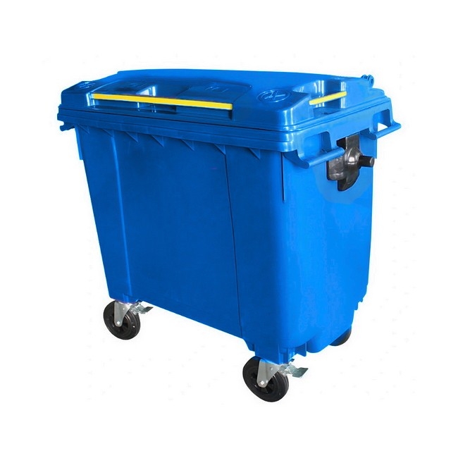 Supplywise 660L plastic wheelie bin similar to the Mica blue 660l plastic wheelie bin with 4 wheels for bulk waste recycling.