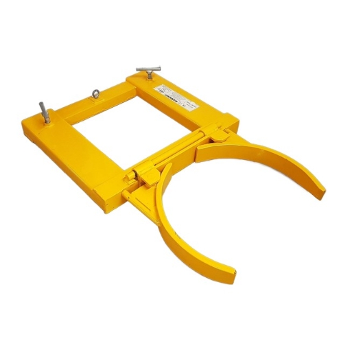 Supplywise Steel Drum Handling Equipment similar to the Cashbuild yellow steel drum lifter for forklifts, 680kg capacity, 250l drums.