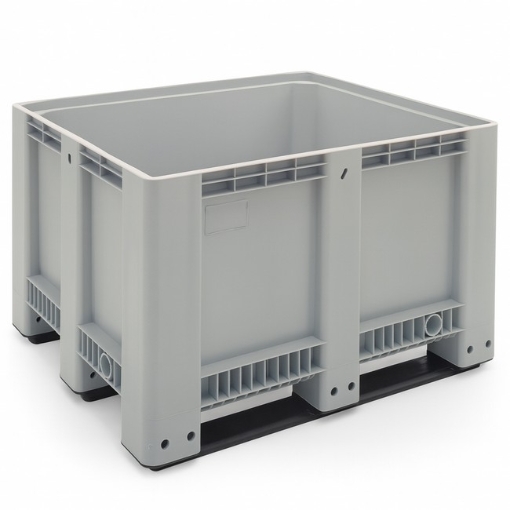 Supplywise heavy duty plastic bulk bin similar to the Mica grey plastic bulk bin, 1000kg capacity, 4-way entry, 1200x1000x750mm.