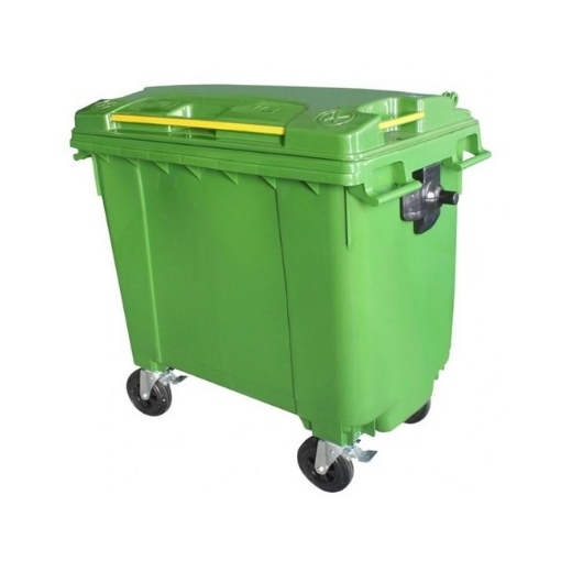 Supplywise 660L plastic wheelie bin similar to the Caslad green 660l plastic wheelie bin with 4 wheels and hinged lid.