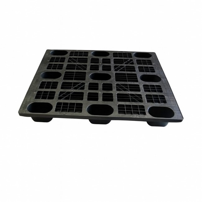 Supplywise light duty plastic pallet similar to the Chamberlains black plastic pallet, light duty, nestable, 120x100x13.5 cm, 4-way entry.