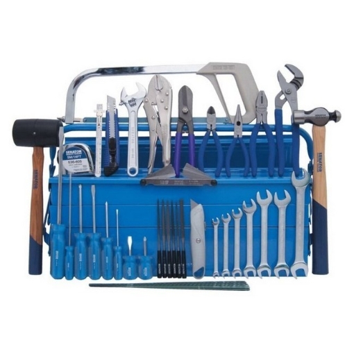 Supplywise 47-piece engineers starter tool kit similar to the Sa Ladder 47-piece engineer's tool kit in blue cantilever toolbox