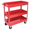 Supplywise heavy duty tool trolley similar to the Leroy Merlin red three-tier steel tool trolley with two braked castors