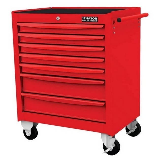 Supplywise 7-drawer steel tool cabinet for workshop similar to the Castor And Ladder lockable red 7-drawer steel roller cabinet on castors