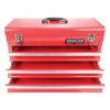 Supply Wise's lockable 3-drawer steel tool chest similar to the Cashbuild red steel 3-drawer lockable tool chest with cantilever tray