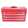 Supplywise's lockable 3-drawer steel tool chest similar to the Cashbuild red steel 3-drawer lockable tool chest with cantilever tray