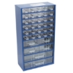 Supplywise heavy duty steel parts organiser with transparent drawers similar to the Castor And Ladder 36-drawer steel parts organiser with transparent plastic drawers.