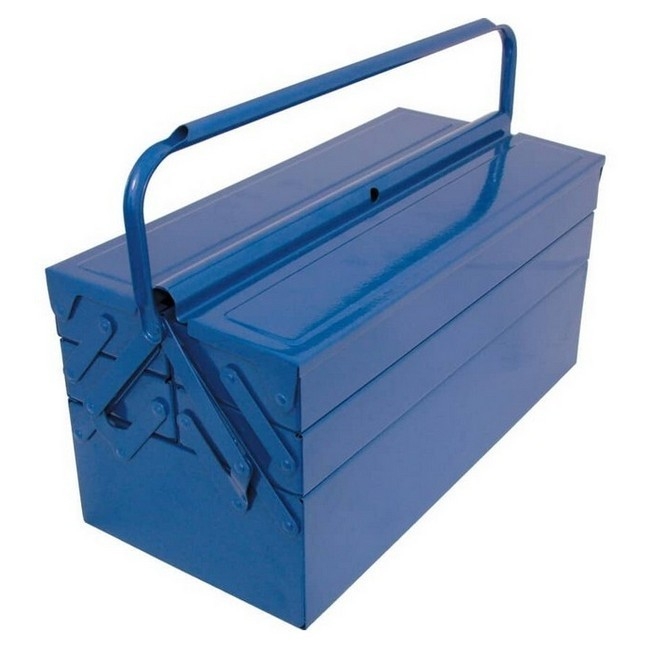 Supplywise steel cantilever toolbox 17 inch 5-tray similar to the Linvar blue steel 5-tray cantilever toolbox with padlock eye.