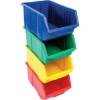 Supply Wise stackable hanging plastic storage bin for small parts similar to the Trojan Trolley green stackable hanging plastic bin with moulded label holder.