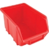 Supplywise stackable small parts storage bin similar to the Makro red stackable plastic storage bin with label holder.