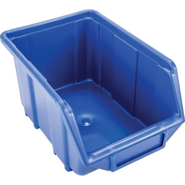 Supplywise stackable hanging small parts bin with label holder similar to the Builders Warehouse blue stackable hanging polypropylene parts bin with label holder