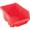 Supplywise stackable parts storage bins with moulded label holder similar to the Game red stackable small parts bin with moulded label holder