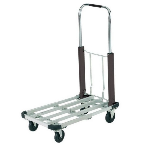 Supplywise folding aluminium platform trolley 150kg capacity similar to the Mica folding aluminium trolley 150kg capacity, silver, compact