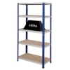 Supply-Wise boltless industrial shelving 265kg shelf capacity similar to the Trojan Trolley blue 5-shelf mdf and steel shelving unit with 265kg capacity.