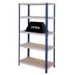 Supply-Wise boltless industrial shelving 265kg shelf capacity similar to the Trojan Trolley blue 5-shelf mdf and steel shelving unit with 265kg capacity.