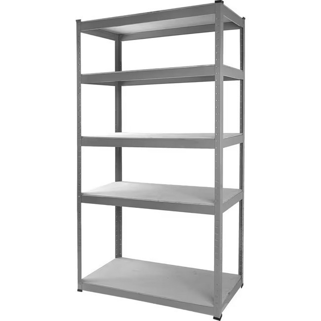 Supplywise steel shelving unit 5-shelf 100kg capacity similar to the Caslad grey 5-shelf steel and plywood shelving, 100kg udl per shelf
