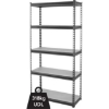 Supply-Wise heavy duty steel shelving 318kg capacity similar to the Buco grey 5-shelf steel storage rack, 318kg per shelf capacity.